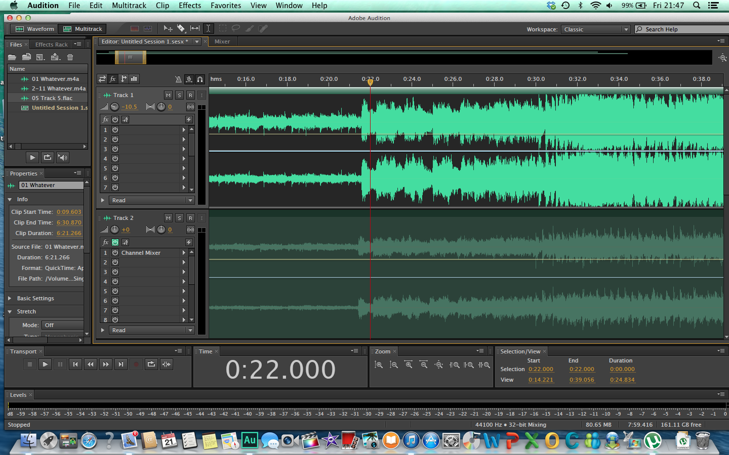 Comparison between the intro of the mastered (top) and unmastered versions (bottom)