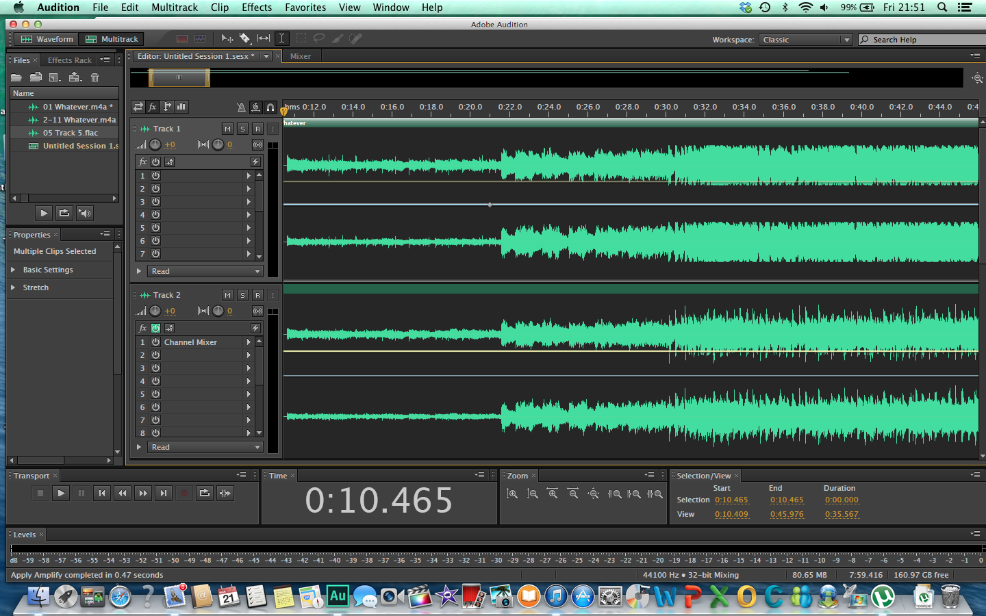Zoomed intros, with official master (top) reduced by 5 dB to match unmastered version (bottom)